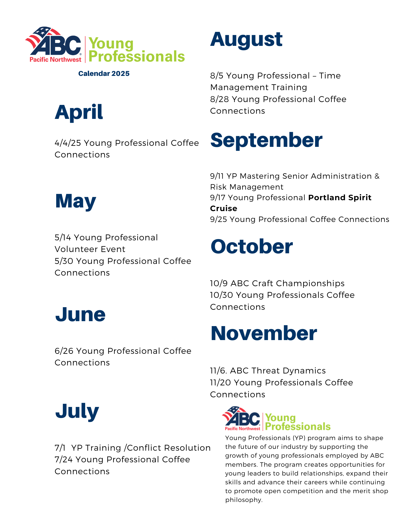 YP Calendar 2025 Updated